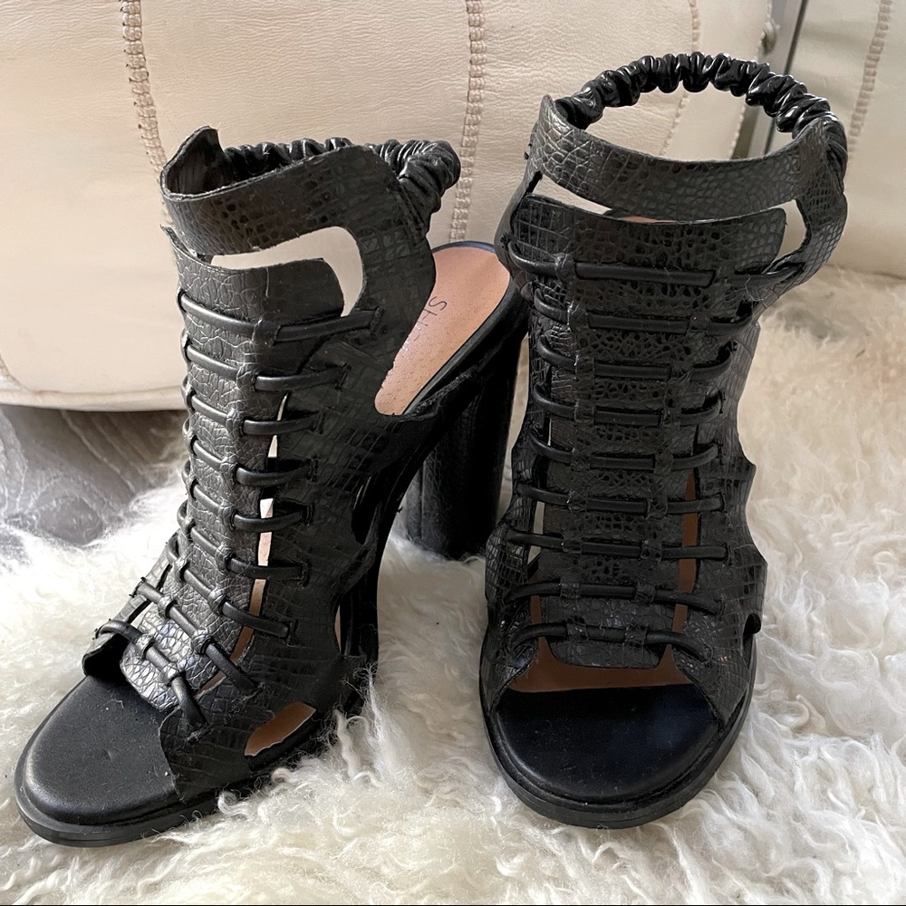 Shoe Cult by Nasty Gal Faux Snakeskin Black Heels